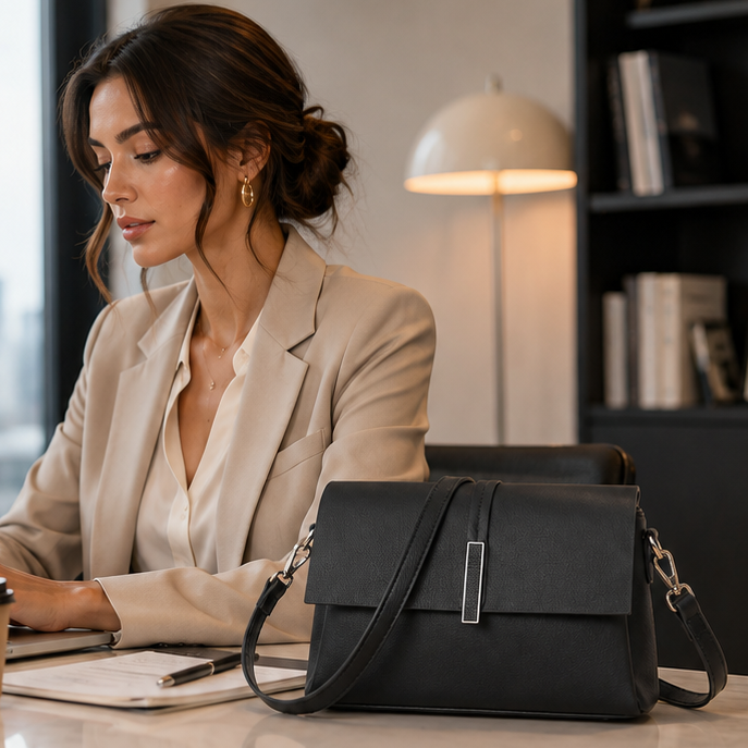 Sac premium à fermoir argenté, l'élégance réinventée