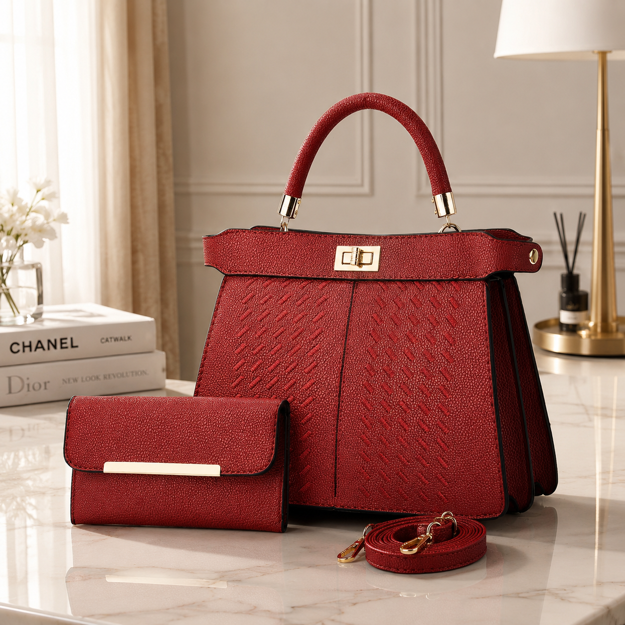 Sac élégant avec pochette, raffinement à porter chaque jour