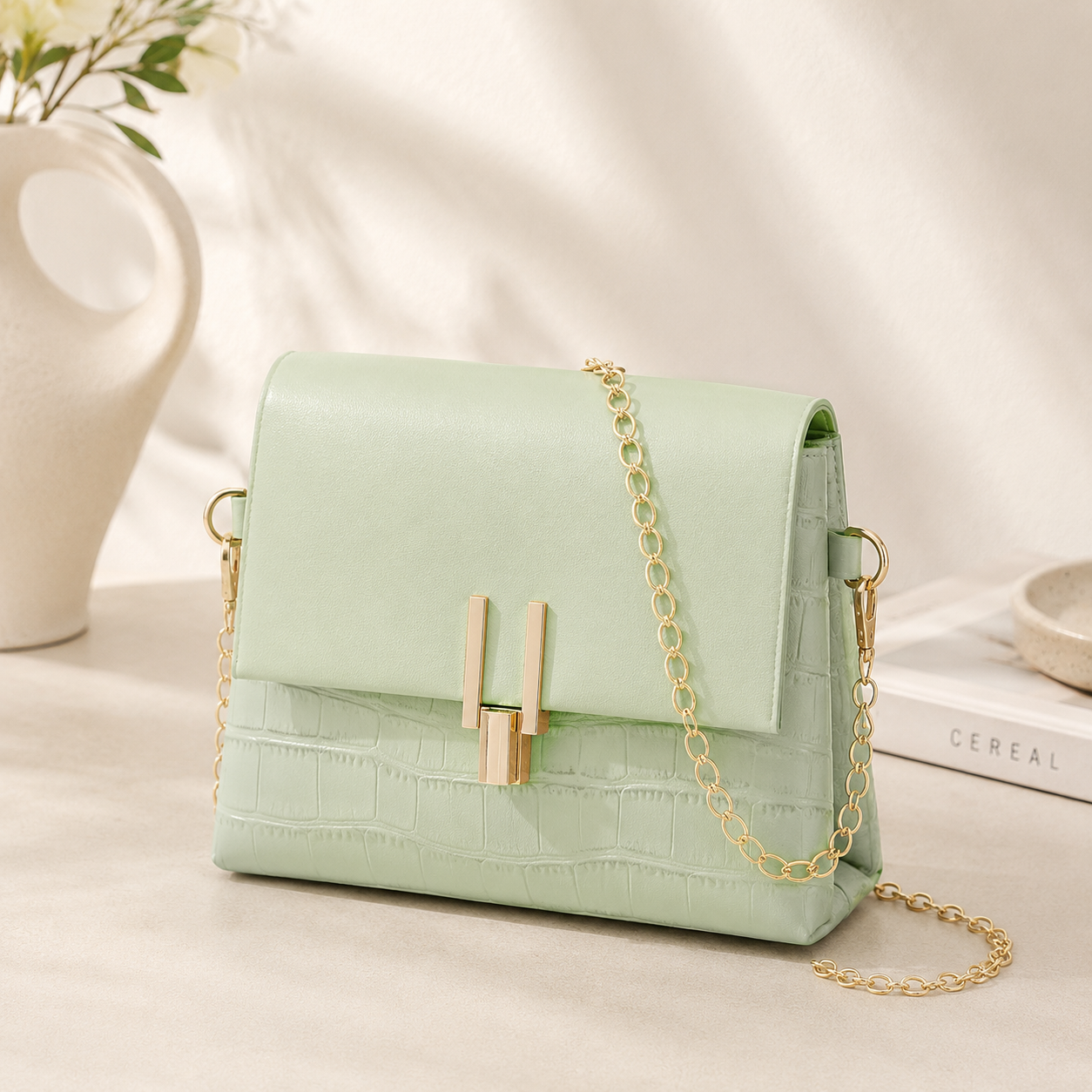 Sac pastel à chaîne dorée, la touche fraîche de votre dressing