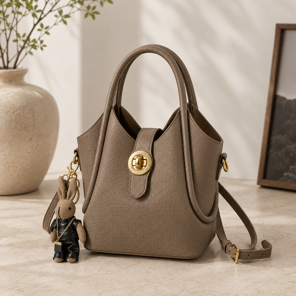 Sac chic avec pendentif lapin, craquant et raffiné