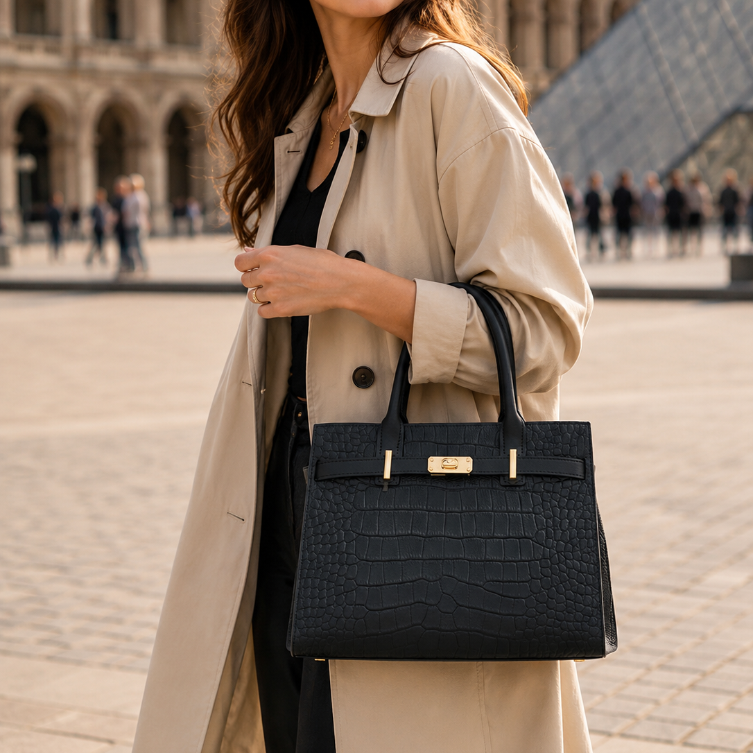 Sac cabas croco élégant, du bureau aux grandes occasions